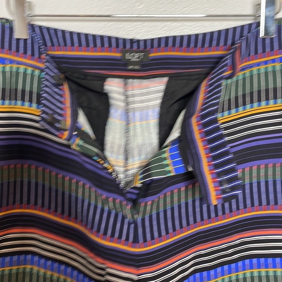 LOFT MULTI STRIPE MULTI COLOR WIDE LEG CROP PANTS WITH POCKETS SZ  12P - Picture 8 of 13